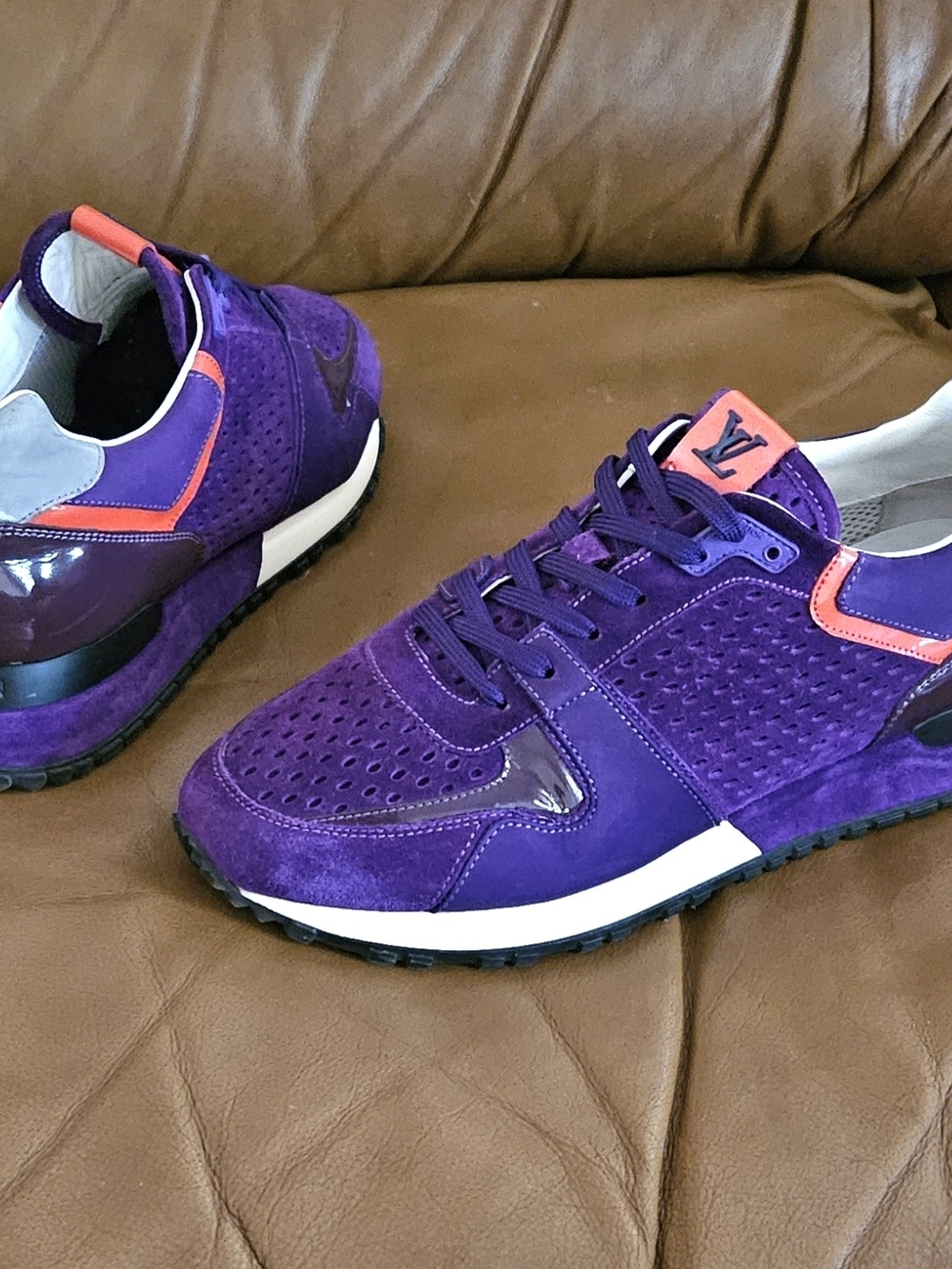 Women's Louis Vuitton Purple Suede Designer Luxury Sneakers Size 9 US